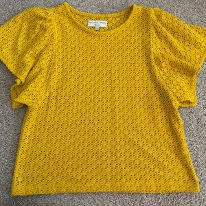 Madewell Mustard Eyelet Knit Top